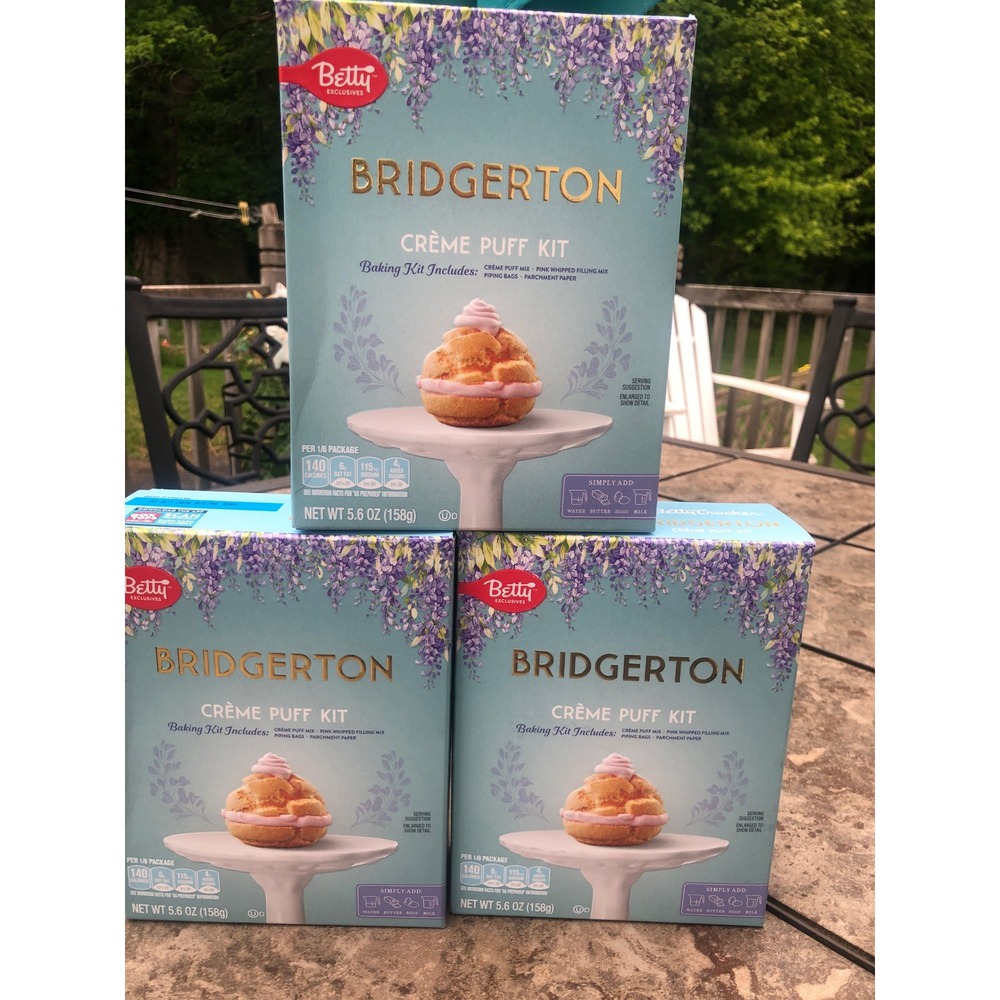 3 Pack Betty Crocker Bridgerton Creme Puff Kit Limited Edition Baking Mix Lot